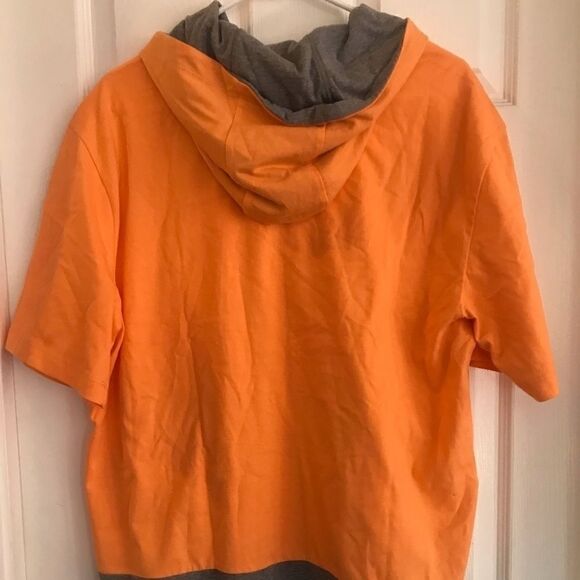 Xersion Short Sleeve Double T-Shirt w Hood Orange Ice Size Large - Picture 3 of 4